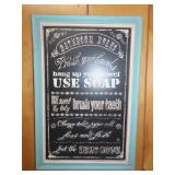 Bathroom Rules Wall Art - 12x18