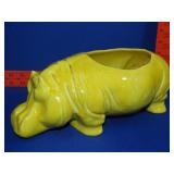 Yellow Ceramic Hippopotamus Planter