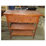 Rattan Style 2 Drawer Table