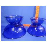 Pyrex Blue Glass Mixing Bowl Set