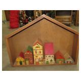Hanging Wood Box w/ Village Set