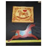 2 Pieces of Painted Wood Horse Art