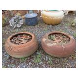2 Terra Cotta Planters / Hose Holders - 18' D