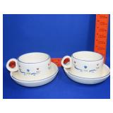 Pair of Cups w/ Attached Saucers