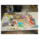 Table Lot w/ Stuffed Animals, Household, Etc