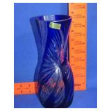 Celtic Cobalt Cut to Clear Vase