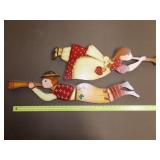 Pair of Painted Wood Primative Style Wall Art