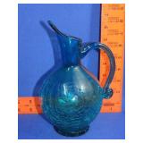 Blenko Crackle Glass Pitcher
