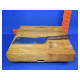 Wood Cutting Board w/ Meat Cleaver