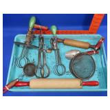 Tray w/ Vintage Kitchen Utensils