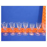 7 Etched Cordial Glasses