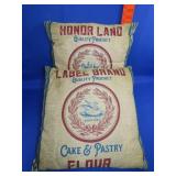 Pair of Decorative Flour Sack Pillows - 16'x16'
