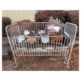 Antique Metal Hospital Crib - Contents NOT Incl