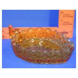 Amber Glass Daisy & Button Relish Dish