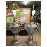 Pair of Decorative Metal Table Lamps - 28'