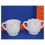 Milkglass Hobnail Cream & Sugar