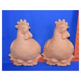 Pair of Terracotta Chicken Wall Pockets