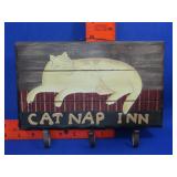 Wood Cat Nap Inn Key / Wall Hook
