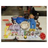 Table Lot w/ Decor, Household & Misc