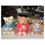 3 Teddy Bear Cookie Jars