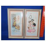 Pair of Framed MCM Cat Prints - 8x15