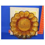 Amber Glass Egg Plate - 11"