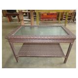 Plastic Wicker Glass Insert Table
