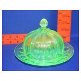 Uranium Glass Butter Dish