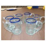 6 Art Glass Beer Mugs