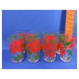 8 Hazel Atlas Poionsettia Glasses