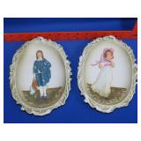 Lefton Pinkie & Blue Boy Wall Plaques