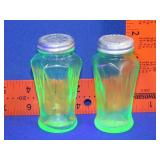 Pair of Uranium Glass Salt & Pepper Shakers