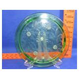 Green Depression Cake Plate - 10"
