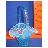 Blue Hobnail Opalescent Basket