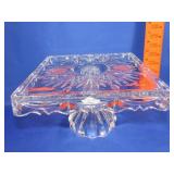 Godinger Crystal Square Pedestal Cake Stand - 10"
