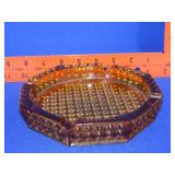 Amber Glass Hobnail Ash Tray - 6 1/2"