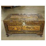 Heavily Carved Camphor Wood Chest