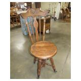 Oak Organ Stool w/ Ball & Claw Feet