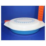 Pyrex Snowflake Blue Garland Divided Casserole
