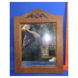 Antique Oak Framed Mirror - 14x18