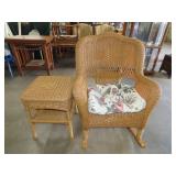 Plastic Wicker Rocker & Table