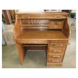 Oak Finish Roll Top Desk