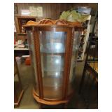 Oak Curved Glass China Cabinet
