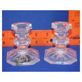 Pair of Glass Candle Holders