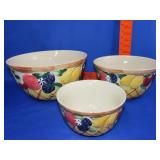 3pc Fruit Decorated Bowl Set