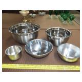 5 Stainless Mixing Bowls