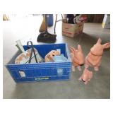 Lot of Terra Cotta Rabbits & Dust Pans