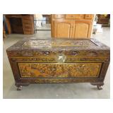 Heavily Carved Camphor Wood Chest