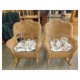 Pair of Nice Plastic Wicker Rockers