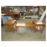 3pc Oak Coffee & End Table Set
